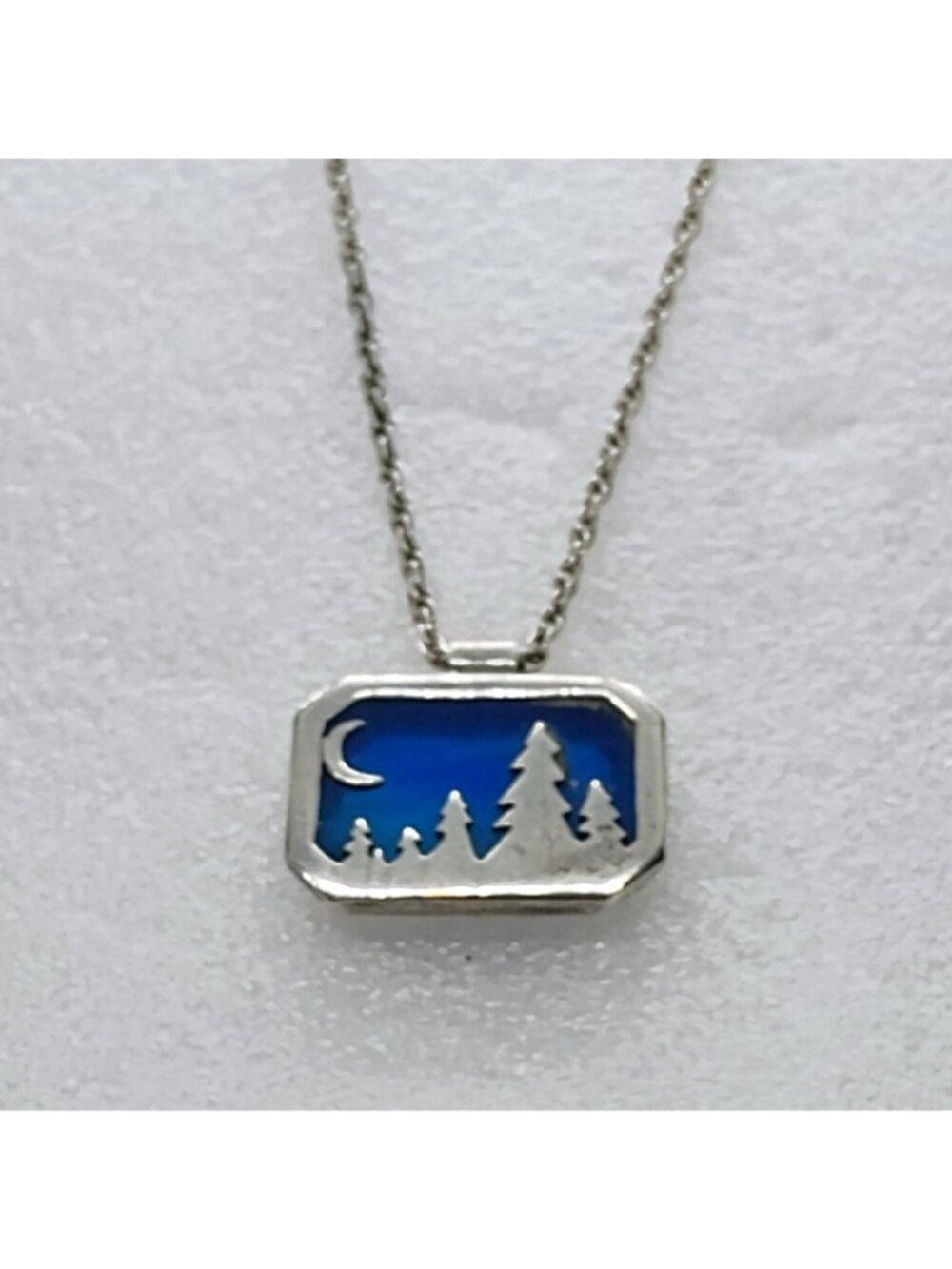 Stained Glass Sterling Silver Overlay Pendant Necklace Night Sky 21" Chain - Picture 3 of 9
